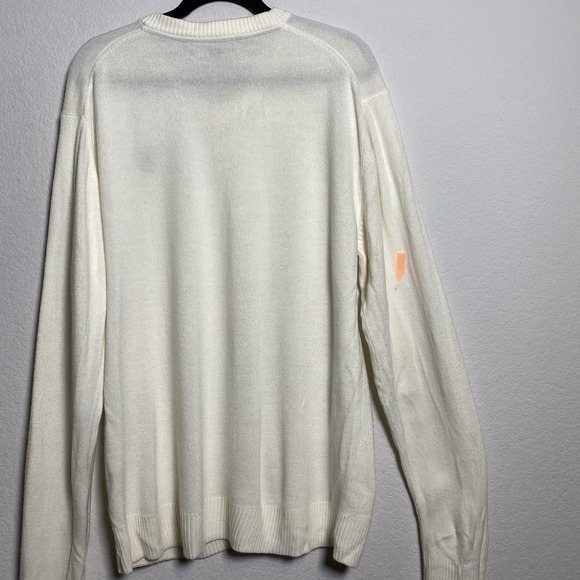 US Polo Assn Mens XL V Neck Long Sleeve Cream Sweater Preppy Ivy Minimalist - Picture 10 of 11
